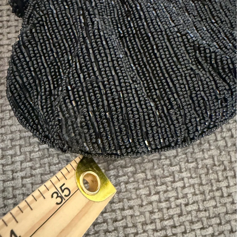 Beaded Evening Bag Black Formal Cocktail Vintage Mini Purse Kiss Lock La Regale